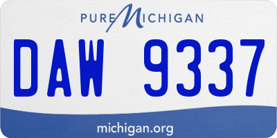 MI license plate DAW9337