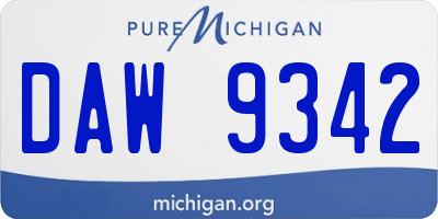 MI license plate DAW9342