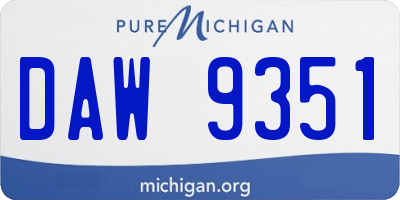 MI license plate DAW9351