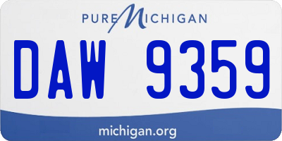 MI license plate DAW9359