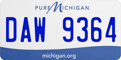 MI license plate DAW9364