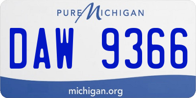 MI license plate DAW9366