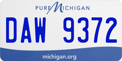 MI license plate DAW9372