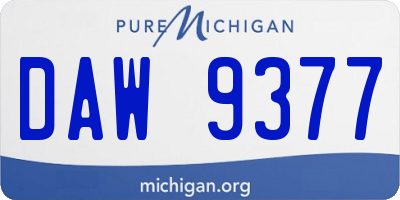 MI license plate DAW9377
