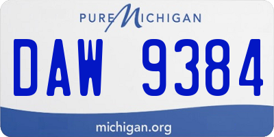 MI license plate DAW9384