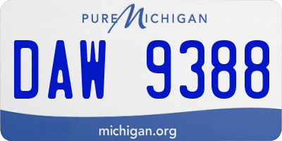 MI license plate DAW9388