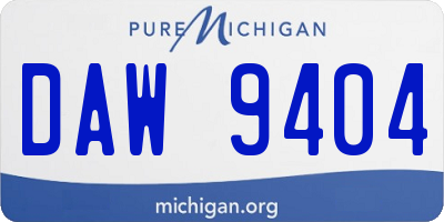MI license plate DAW9404