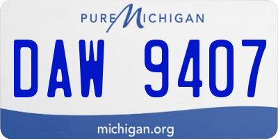 MI license plate DAW9407