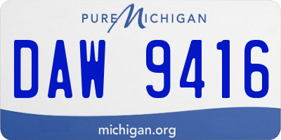 MI license plate DAW9416