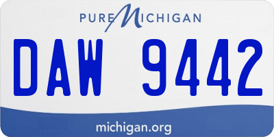 MI license plate DAW9442