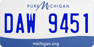 MI license plate DAW9451