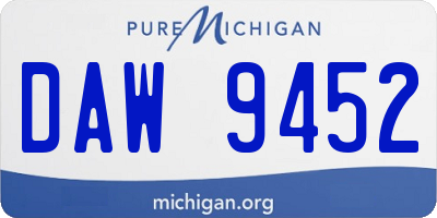 MI license plate DAW9452