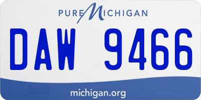 MI license plate DAW9466