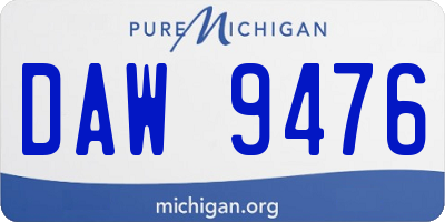 MI license plate DAW9476