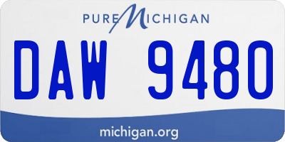 MI license plate DAW9480