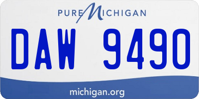 MI license plate DAW9490