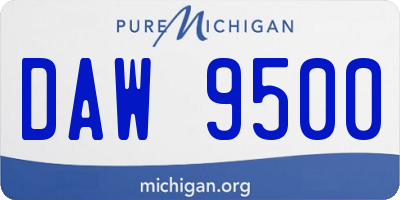 MI license plate DAW9500