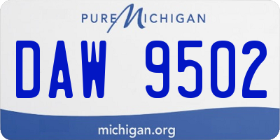 MI license plate DAW9502