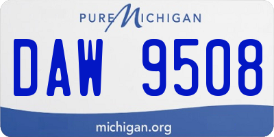 MI license plate DAW9508