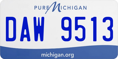 MI license plate DAW9513