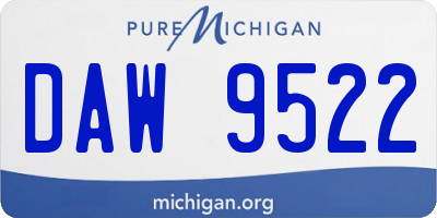MI license plate DAW9522