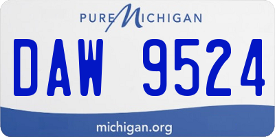 MI license plate DAW9524
