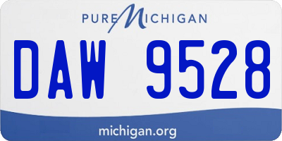 MI license plate DAW9528