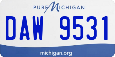 MI license plate DAW9531