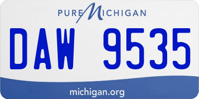 MI license plate DAW9535