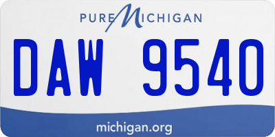 MI license plate DAW9540