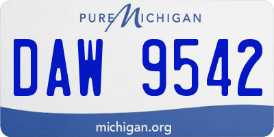 MI license plate DAW9542