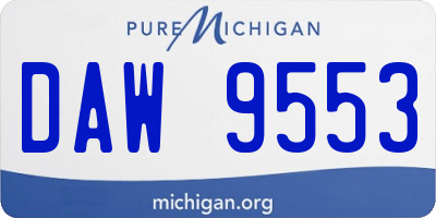 MI license plate DAW9553