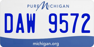 MI license plate DAW9572