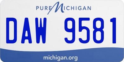 MI license plate DAW9581