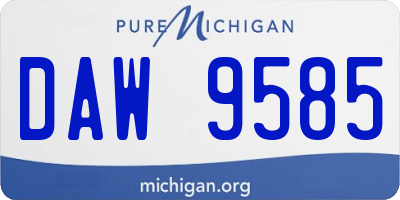 MI license plate DAW9585