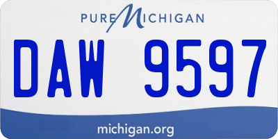 MI license plate DAW9597