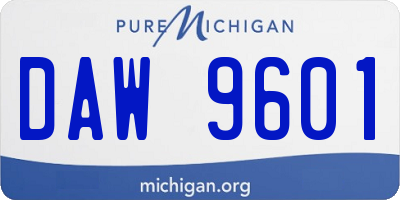 MI license plate DAW9601