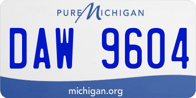 MI license plate DAW9604