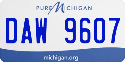 MI license plate DAW9607