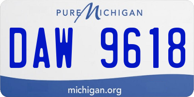 MI license plate DAW9618