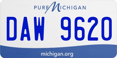 MI license plate DAW9620