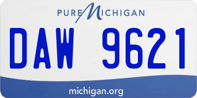 MI license plate DAW9621