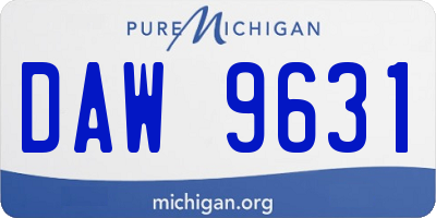 MI license plate DAW9631
