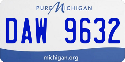 MI license plate DAW9632