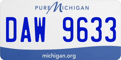 MI license plate DAW9633