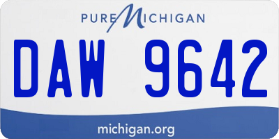 MI license plate DAW9642