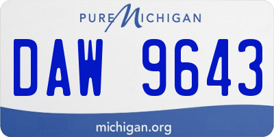 MI license plate DAW9643