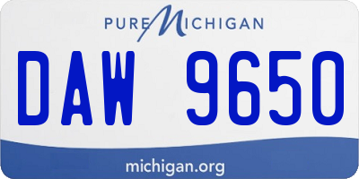 MI license plate DAW9650