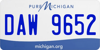 MI license plate DAW9652