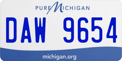 MI license plate DAW9654
